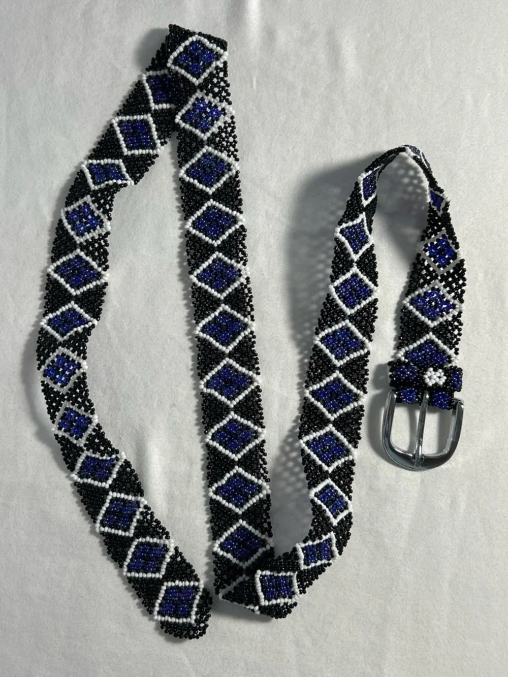 Handmade | Beaded Southwestern Style | Belt | Silver Buckle